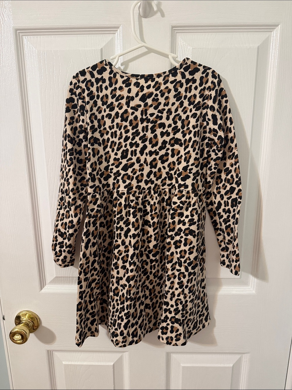 The Children's Place Beige and Black Leopard Print Long Sleeve Dress - Picture 2 of 4